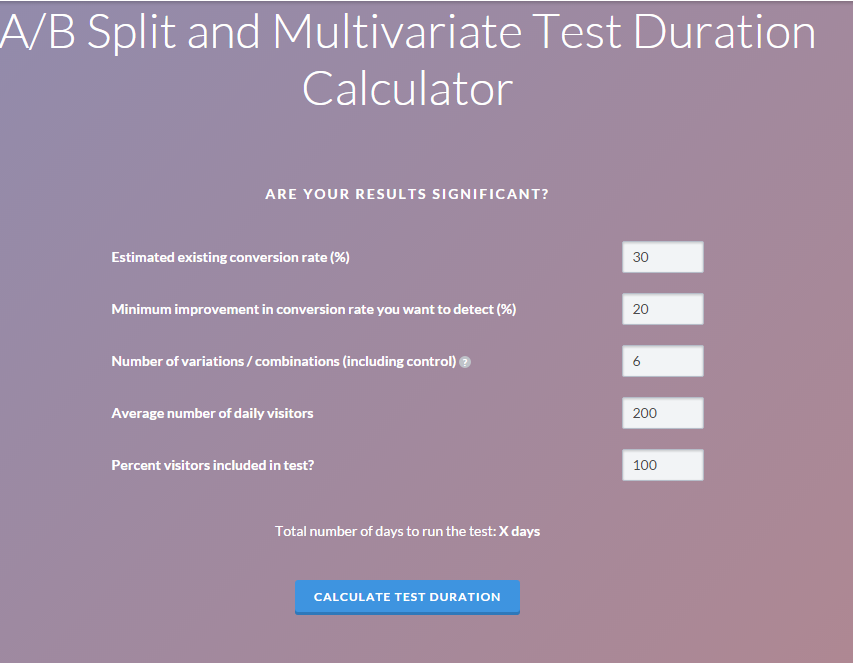 A/B Testing Duration Calculator